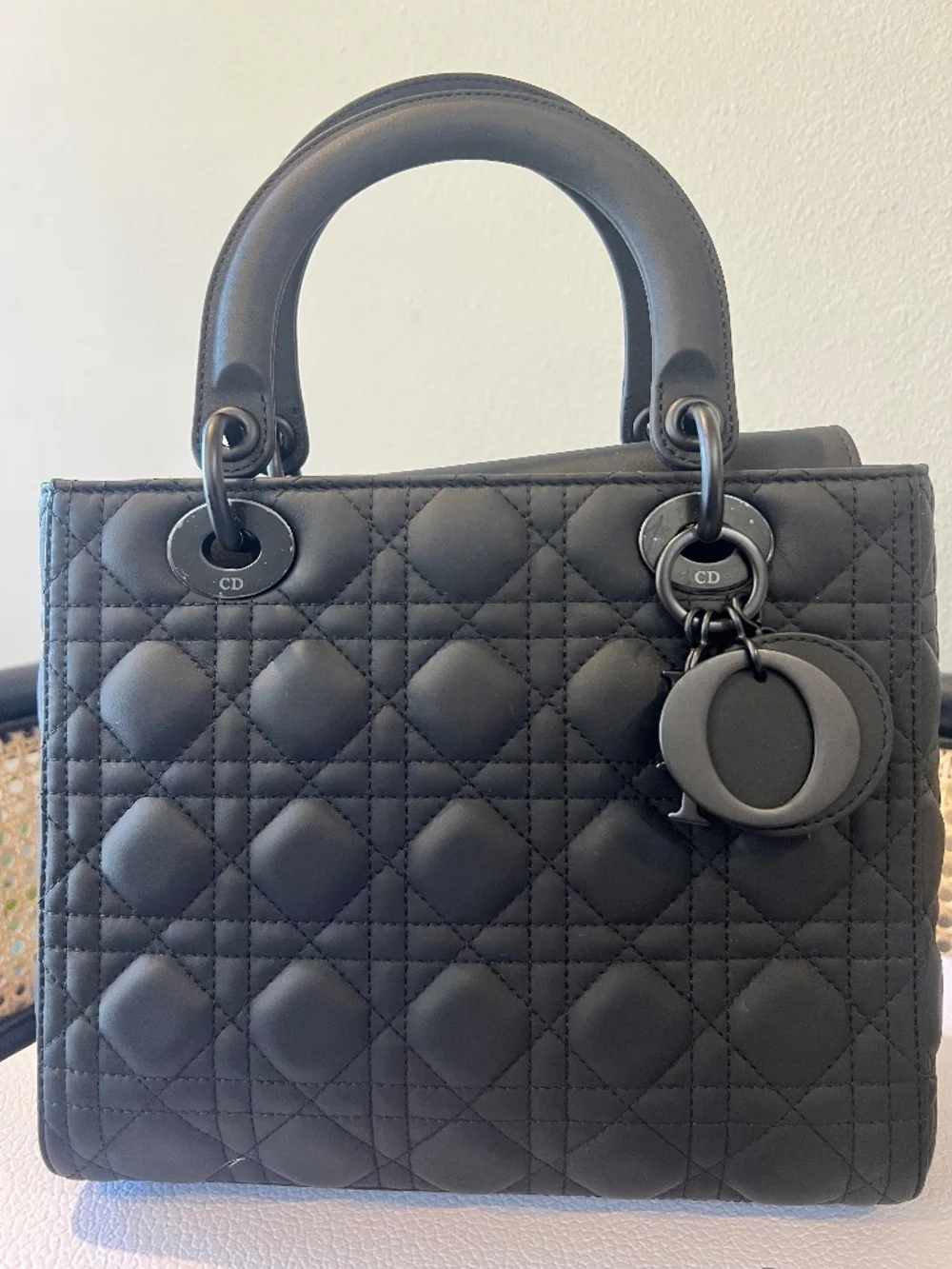 Medium Lady Dior Bag Black Ultramatte Cannage Calfskin